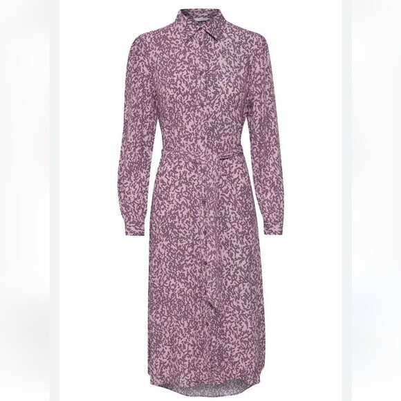 B YOUNG Flouri Long Shirt Dress in Grape  Mix Purple US Size 8 UK 12 - Picture 1 of 16